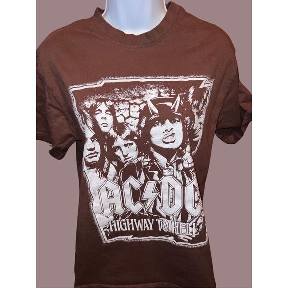 Women's Retro AC DC Highway to Hell Short Sleeve Shirt Size XS - Picture 1 of 3